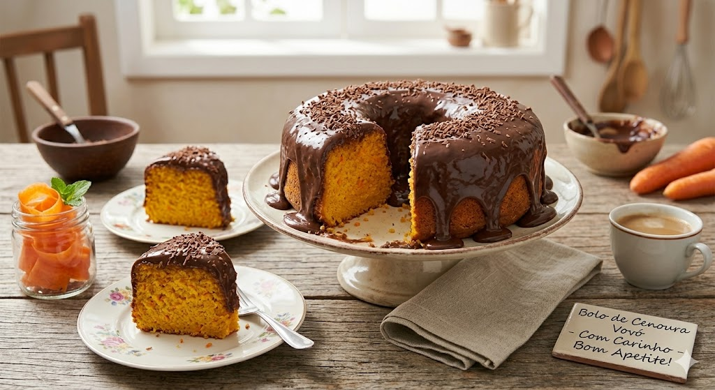 🥕🍰🍫 Bolo de Cenoura Fofinho com Cobertura Cremosa de Chocolate: O Clássico que Derrete na Boca!