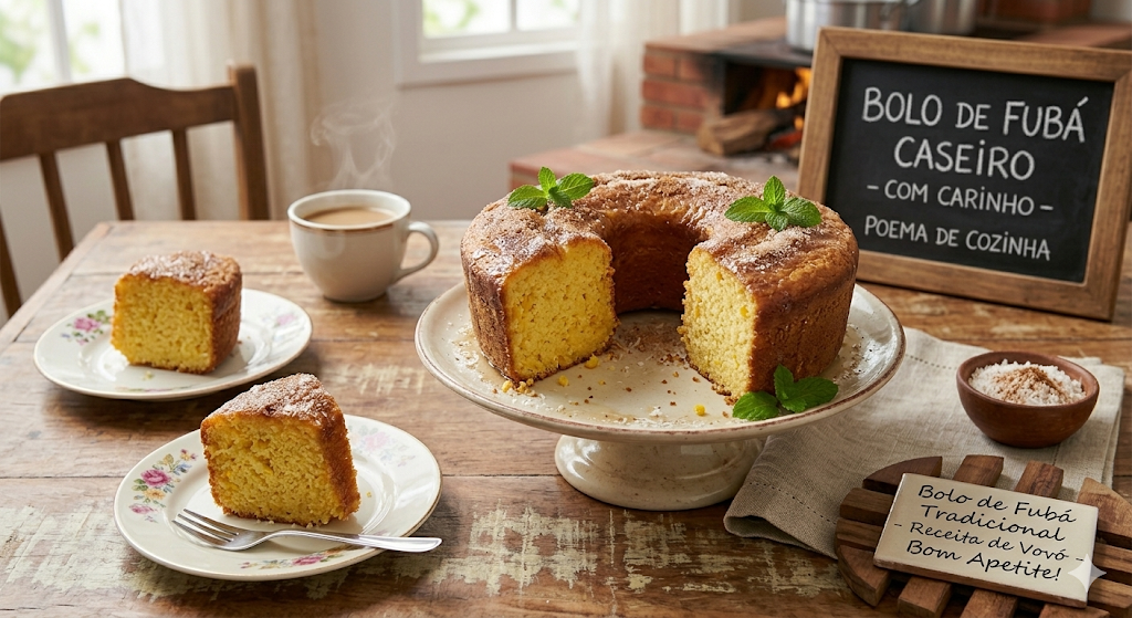 Poema de Fubá: A Receita do Bolo de Fubá Fofinho e Simples que Traz o Sabor da Casa de Vó